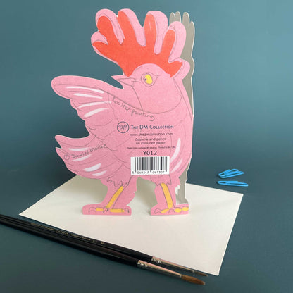 Rooster pointing- Die Cut Greetings Card