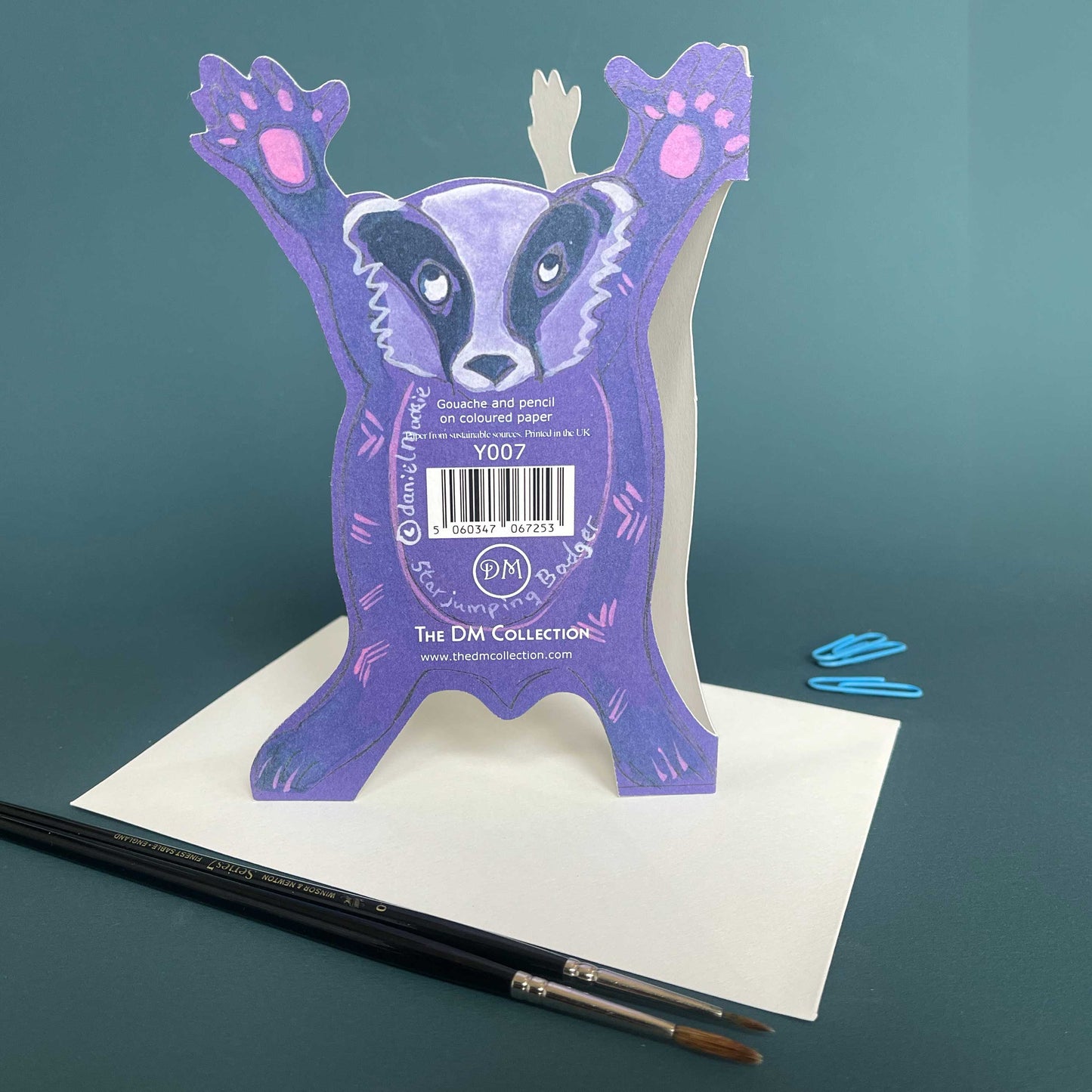 Star Jumping Badger - Die Cut Greetings Card