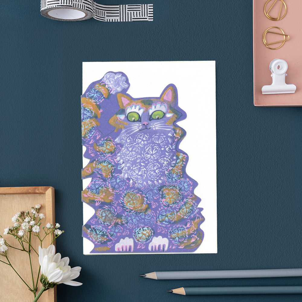 Scruffy Cat- Die Cut Greetings Card