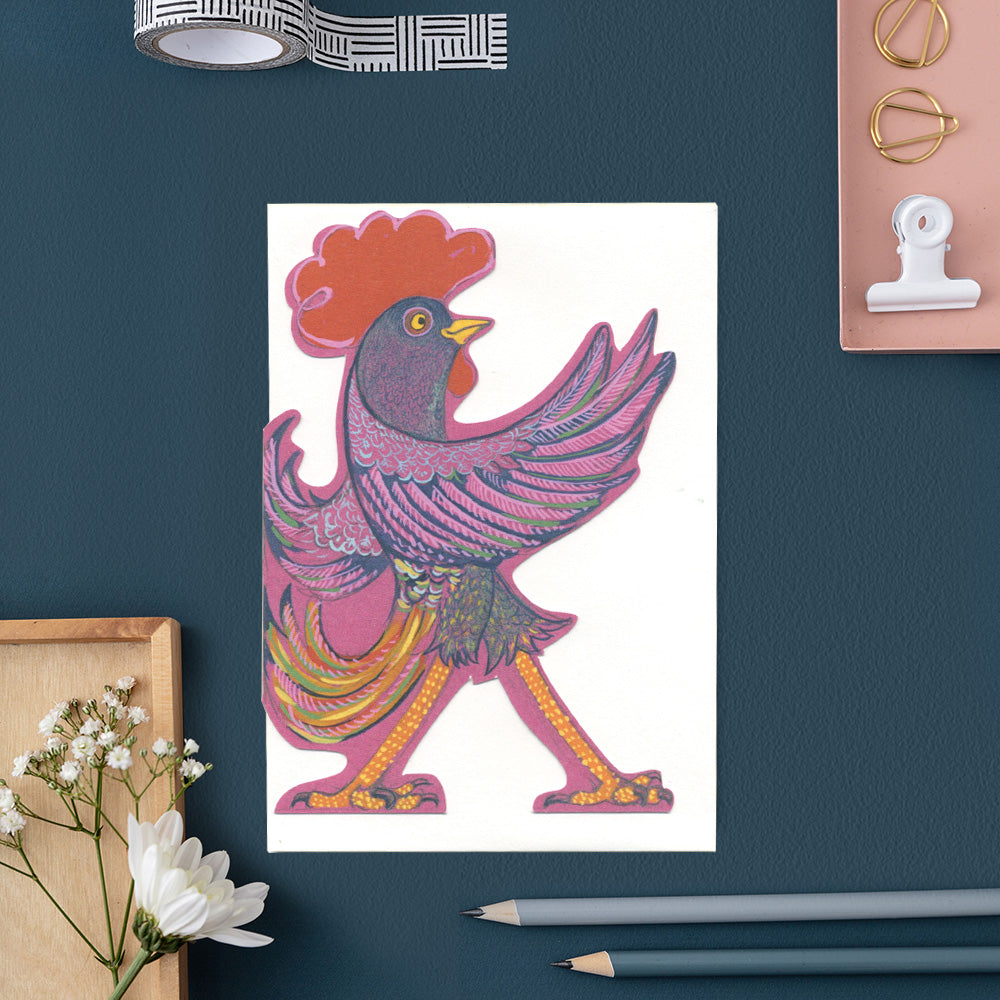 Strutting Rooster - Die Cut Greetings Card