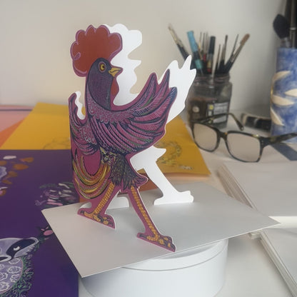 Strutting Rooster - Die Cut Greetings Card